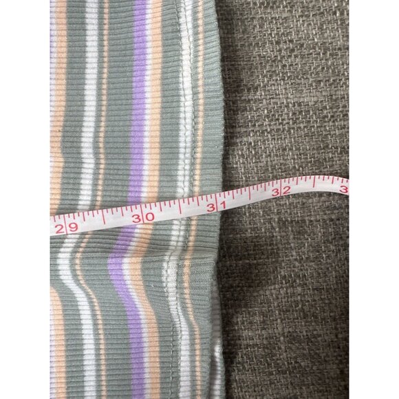 Art Class Girls XL Striped Ribbed Short Sleeve Skater Dress Green Purple - Picture 7 of 7